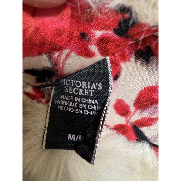 Victoria’s Secret Floral Faux Fur Slippers M w/ Gift Bag Brand New - Picture 6 of 7